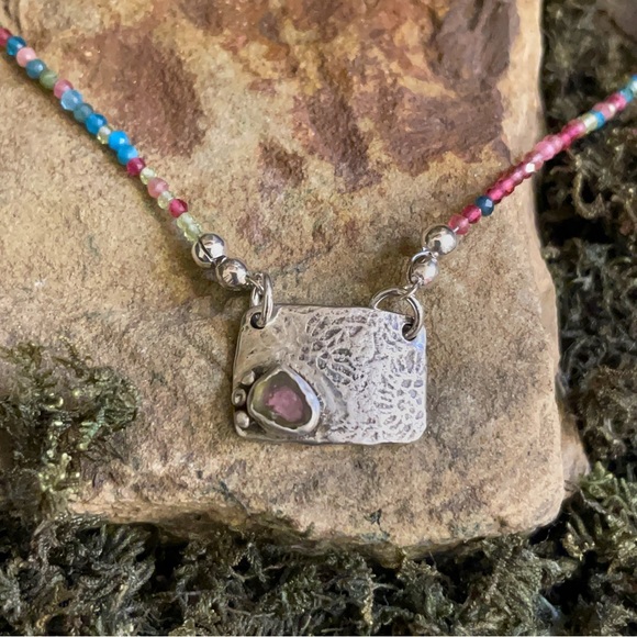 SOLD Watermelon tourmaline necklace - Picture 1 of 2